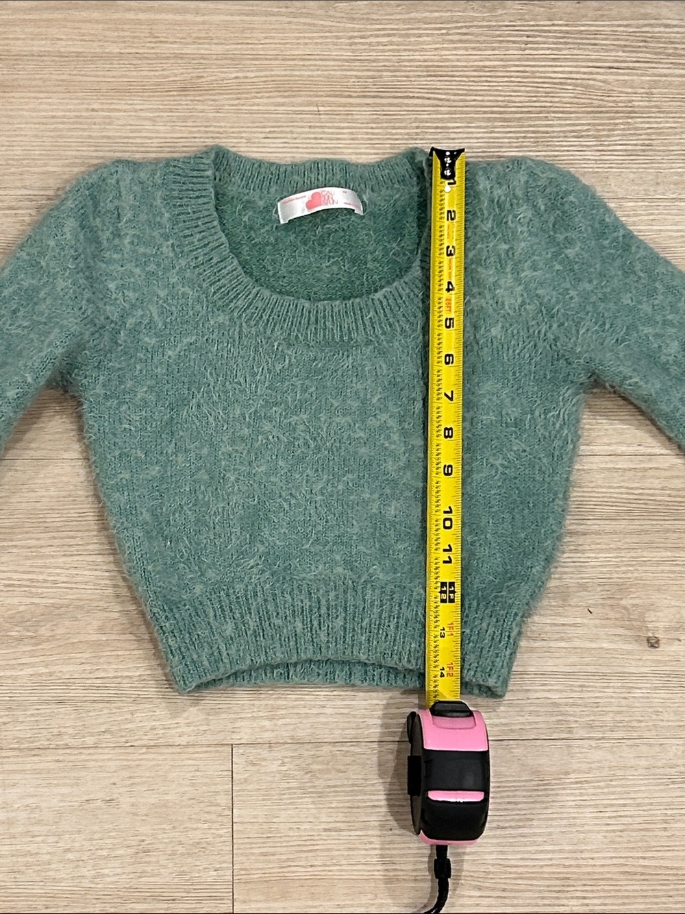 American Apparel Cali Sun & Fun Fuzzy Cropped Sweater in Seafoam Size XS - Picture 5 of 5